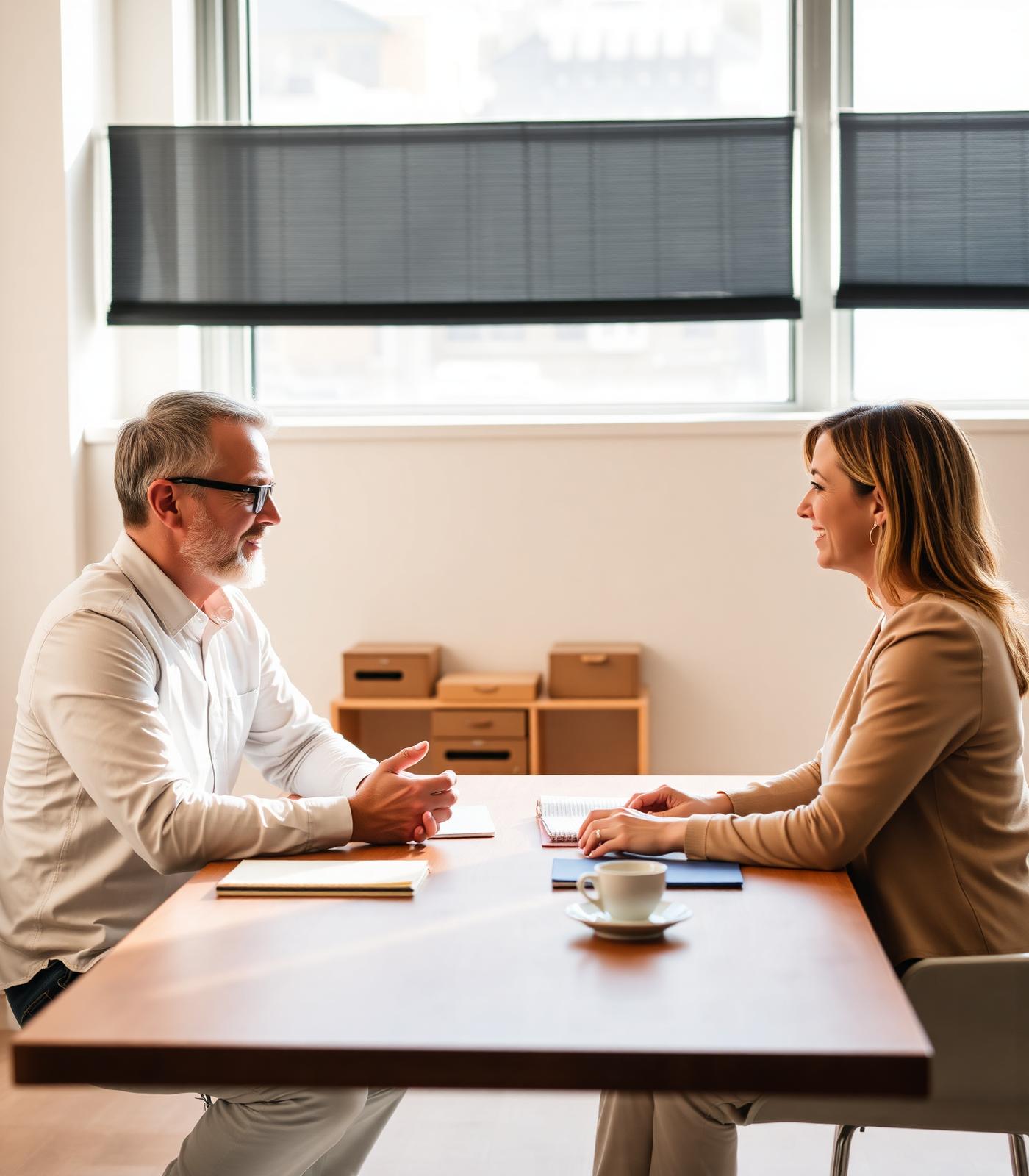 An advisor and client in conversation